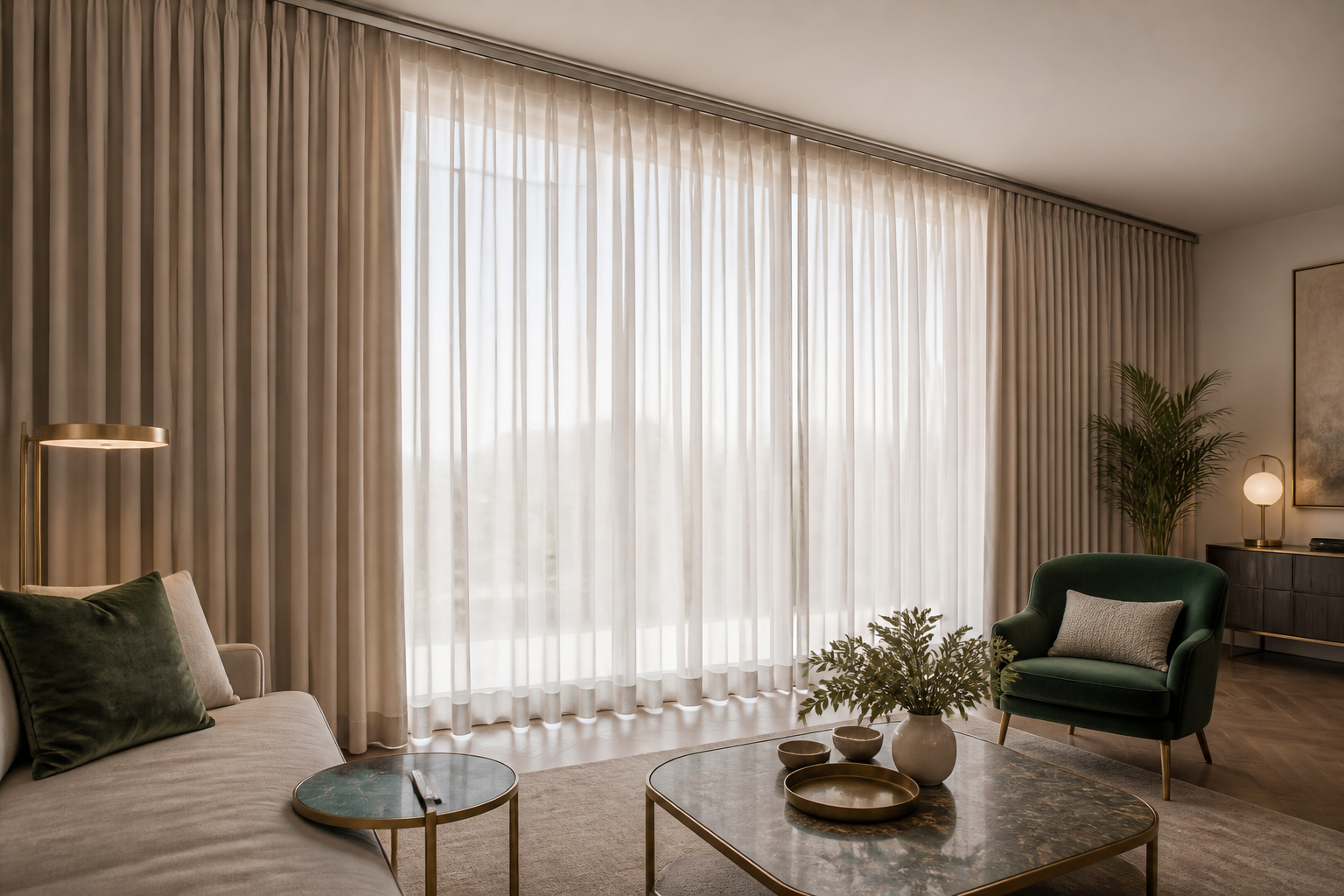 Motorised curtain installation